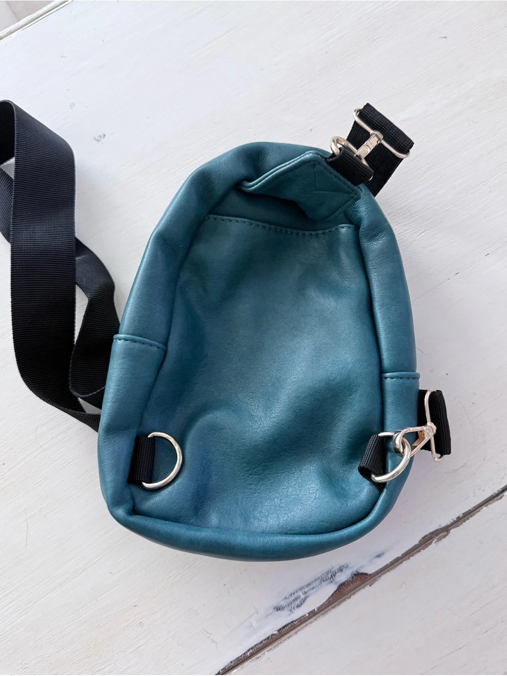 Kedzie Teal Crossbody Sling Bag with Wide Black Strap